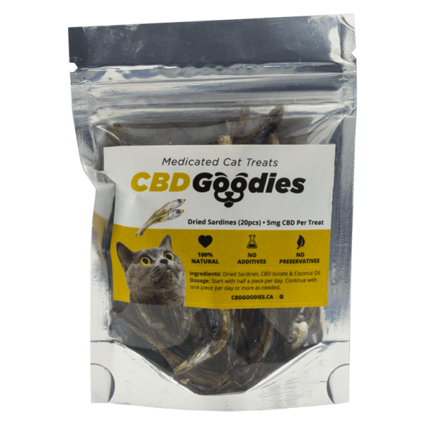 CBD Goodies – Medicated Cat Treats – Dried Sardines – 100mg CBD | Bloom Supply Canada