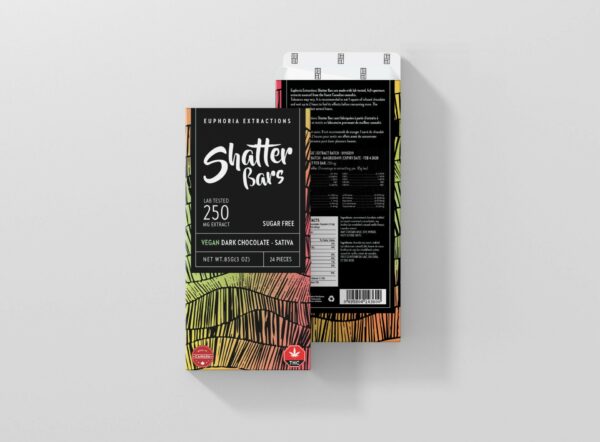 Euphoria Extractions – Shatter Bars – Vegan Dark Chocolate (Sugar Free) – Sativa – 250mg THC | Bloom Supply Canada