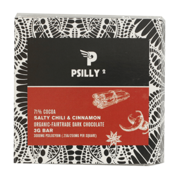 Psilly – Dark Chocolate Bar – Salty Chili & Cinnamon | Bloom Supply Canada