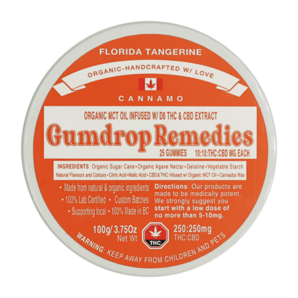 Gumdrop Remedies – Florida Tangerine 1:1 Gummies – 250mg THC/250mg CBD | Bloom Supply Canada