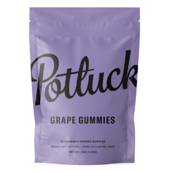 Potluck Extracts – Grape Gummies (1:1) – 100mg THC / 100mg CBD | Bloom Supply Canada