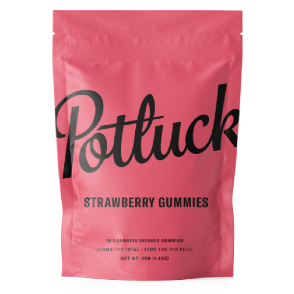 Potluck Extracts – Strawberry Gummies – 200mg THC | Bloom Supply Canada